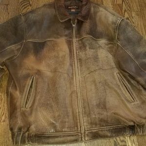 Brown Distressed Leather Jacket